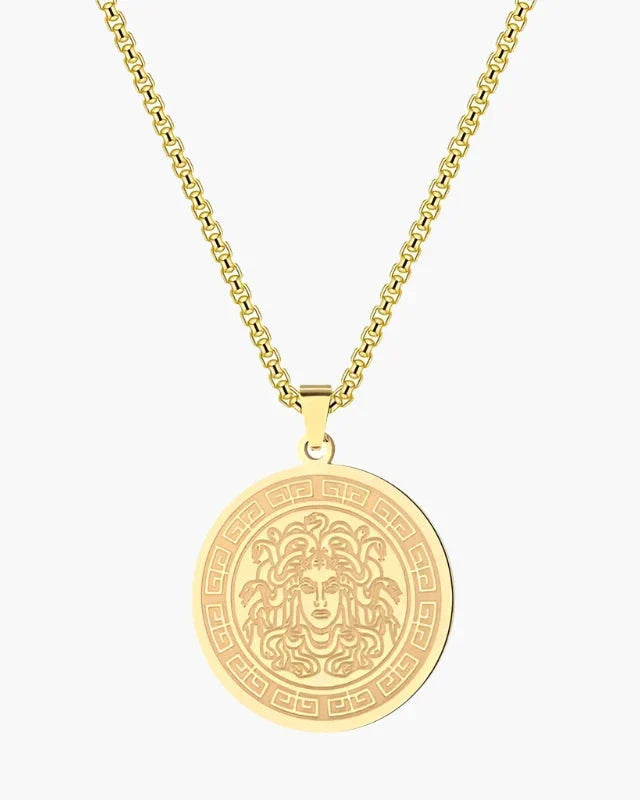 Medusa Long Chain Necklace in Gold & Silver