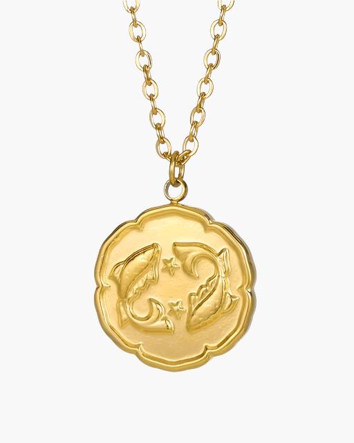 Gold Zodiac Sign Pendant Necklace - Elegant Astrology Jewelry