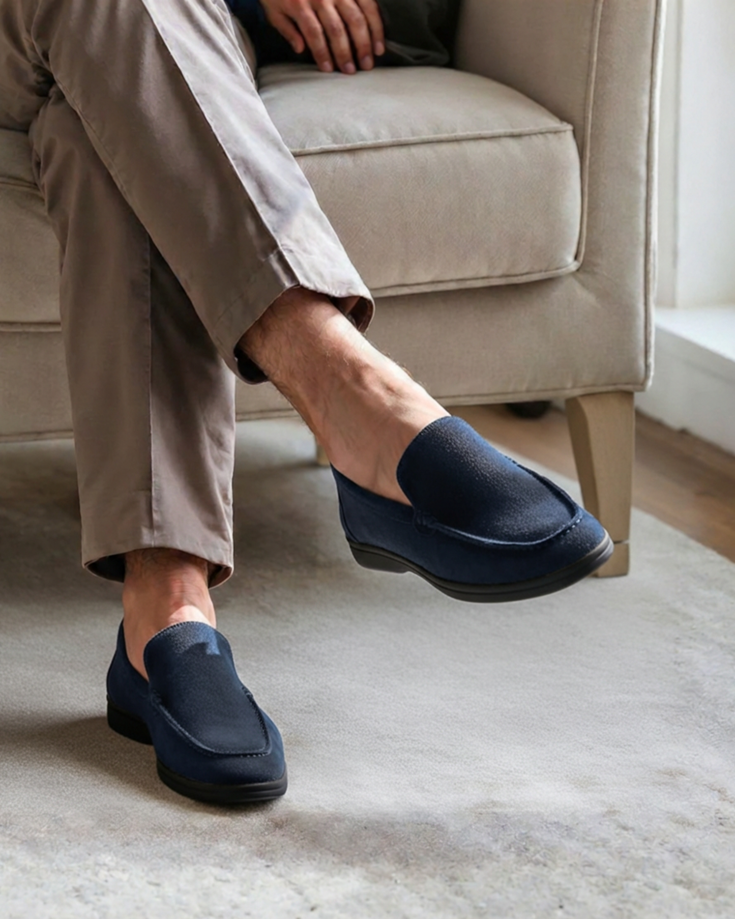 Luxurious Suede Loafers with Sleek Black Soles