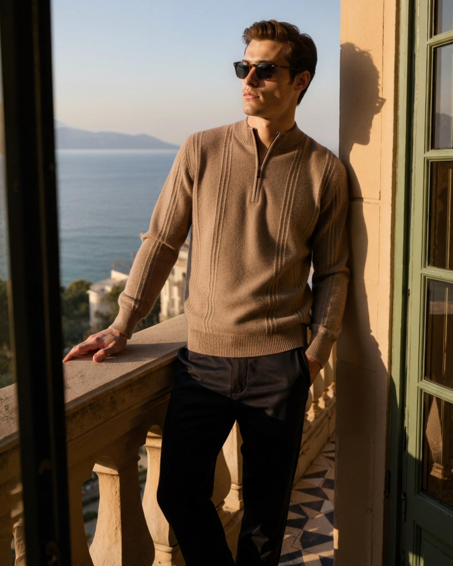 Luxurious 100% Cashmere Ribbed Half-Zip Sweater