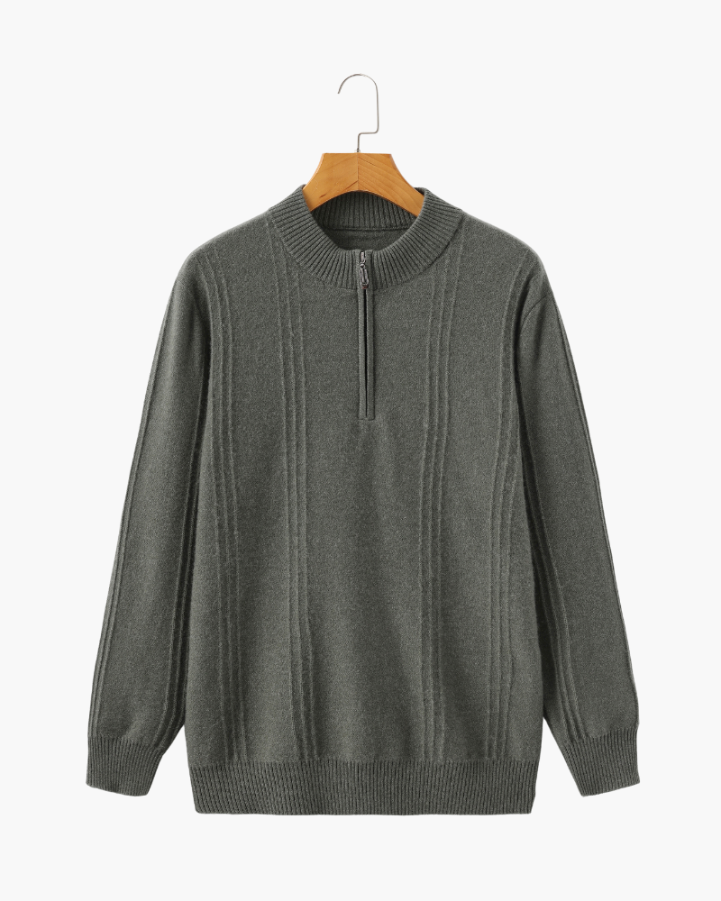 Luxurious 100% Cashmere Ribbed Half-Zip Sweater