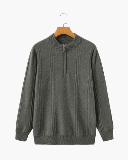 Luxurious 100% Cashmere Ribbed Half-Zip Sweater