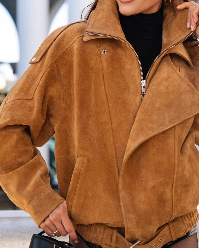 Timeless Vintage Suede Drape Jacket