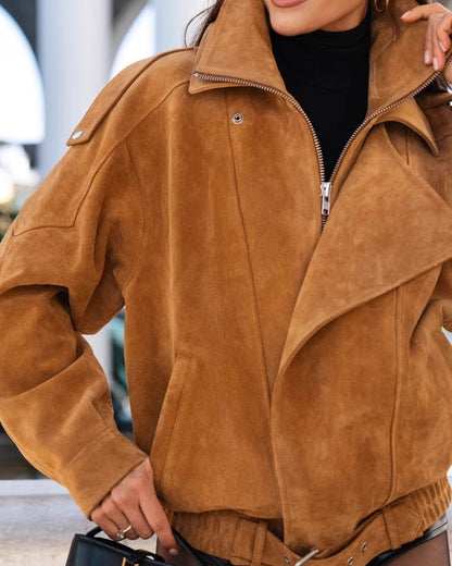 Timeless Vintage Suede Drape Jacket