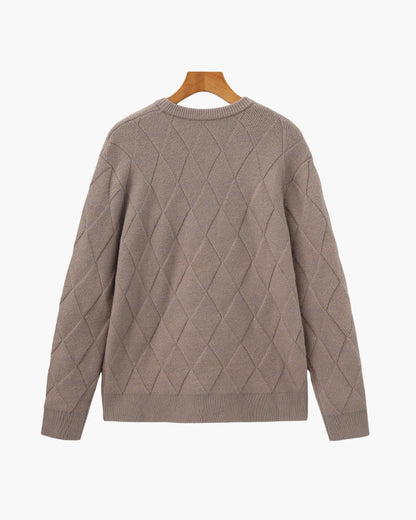 Cozy Diamond-Knit Crewneck Sweater
