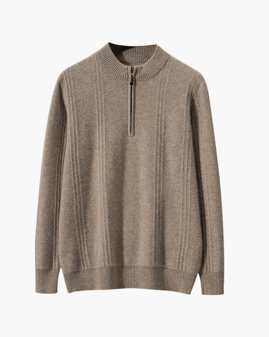 Luxurious 100% Cashmere Ribbed Half-Zip Sweater