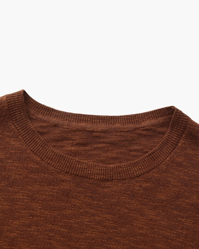 Linen-Cotton Blend Essential Crewneck