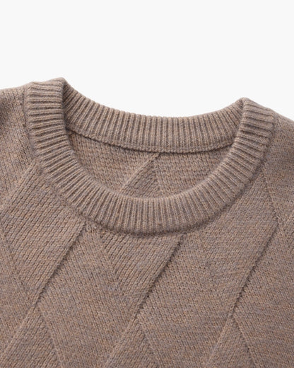 Cozy Diamond-Knit Crewneck Sweater