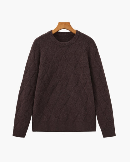 Cozy Diamond-Knit Crewneck Sweater