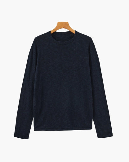 Linen-Cotton Blend Essential Crewneck