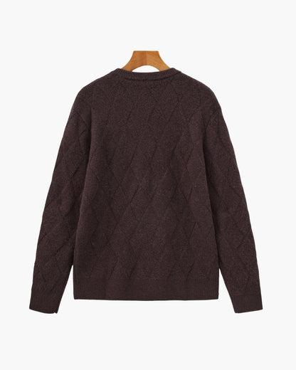 Cozy Diamond-Knit Crewneck Sweater