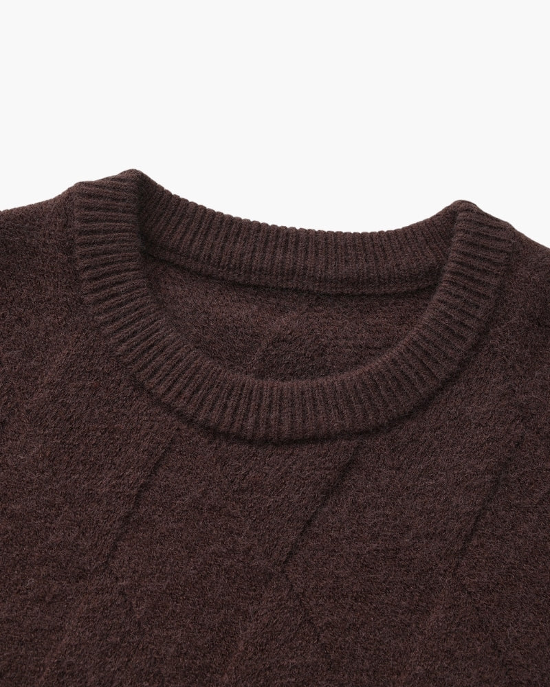 Cozy Diamond-Knit Crewneck Sweater