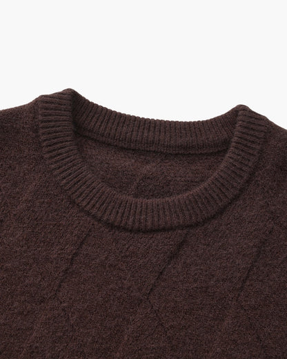 Cozy Diamond-Knit Crewneck Sweater