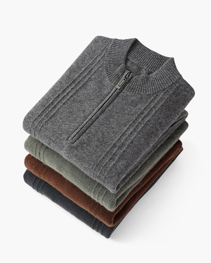 Luxurious 100% Cashmere Ribbed Half-Zip Sweater