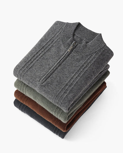 Luxurious 100% Cashmere Ribbed Half-Zip Sweater