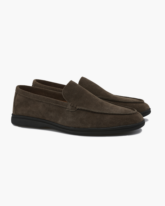 Luxurious Suede Loafers with Sleek Black Soles