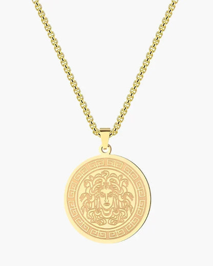Medusa Long Chain Necklace in Gold & Silver