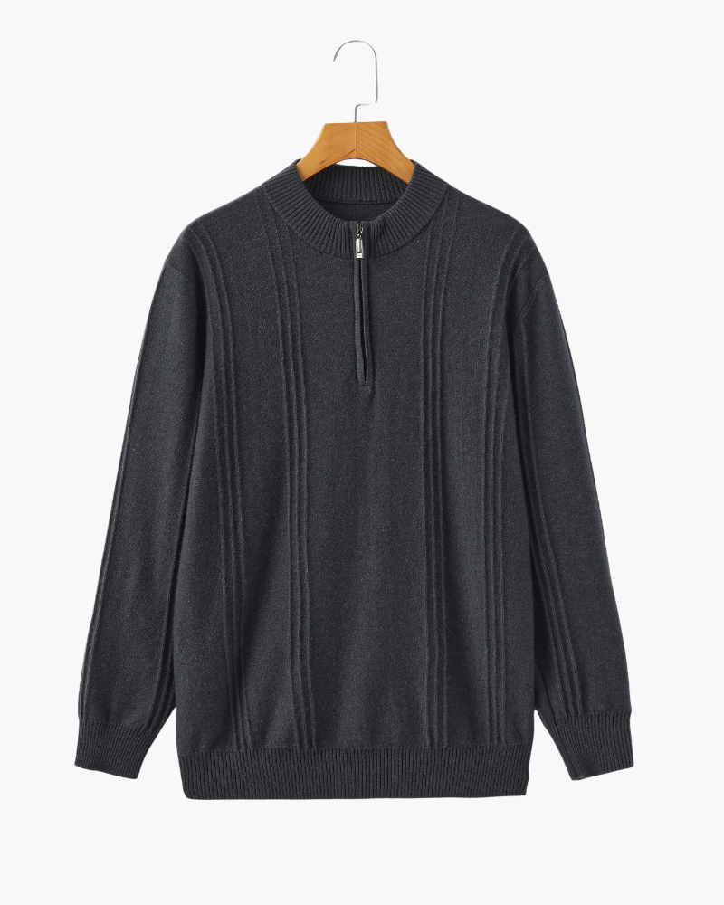 Luxurious 100% Cashmere Ribbed Half-Zip Sweater