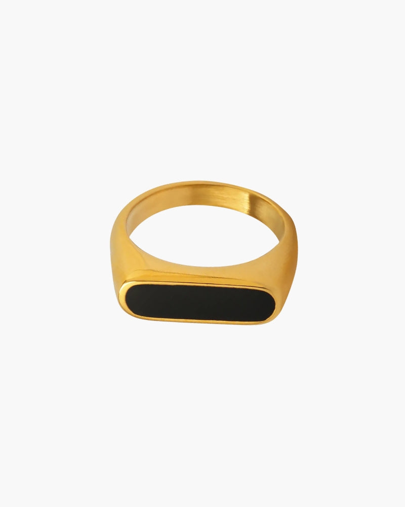 Obsidian Band: Sleek Black Stone Ring