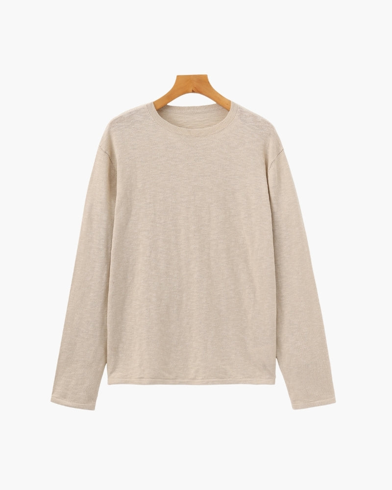 Linen-Cotton Blend Essential Crewneck
