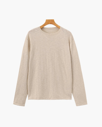 Linen-Cotton Blend Essential Crewneck