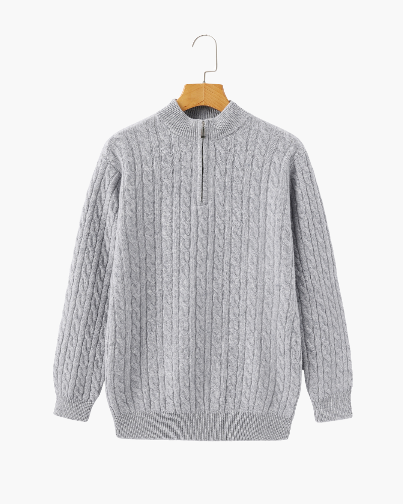 Luxurious 100% Cashmere Woven Half-Zip Sweater