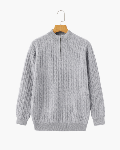 Luxurious 100% Cashmere Woven Half-Zip Sweater