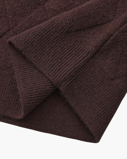 Cozy Diamond-Knit Crewneck Sweater
