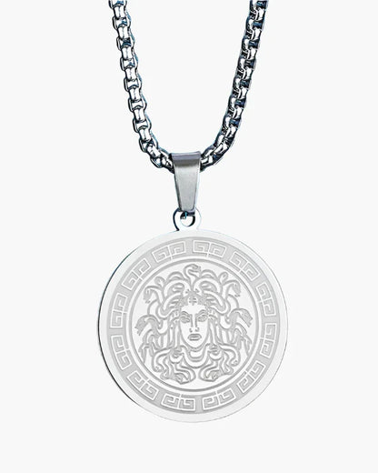 Medusa Long Chain Necklace in Gold & Silver