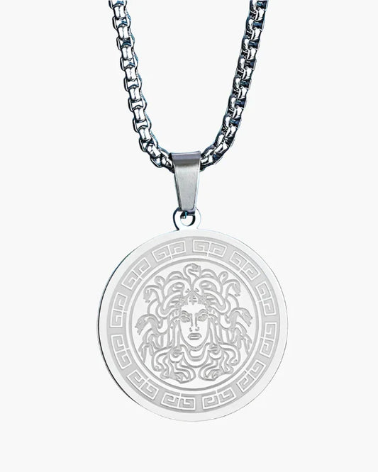 Medusa Long Chain Necklace in Gold & Silver