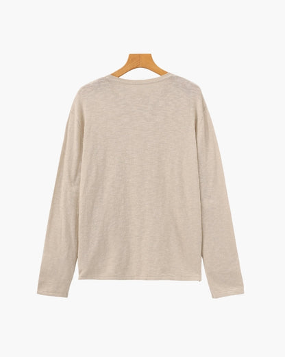 Linen-Cotton Blend Essential Crewneck