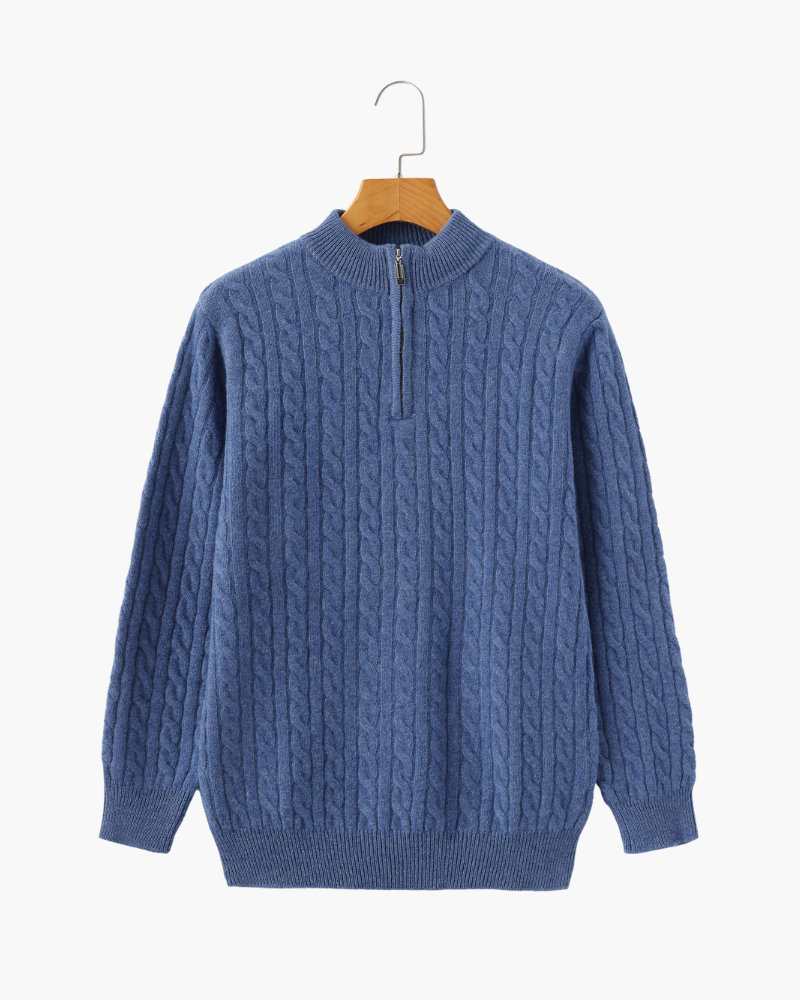Luxurious 100% Cashmere Woven Half-Zip Sweater