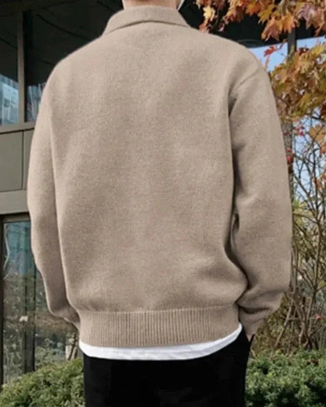 Cozy Woolen Button-Front Half-Zip Pullover