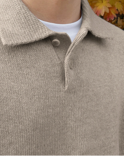 Cozy Woolen Button-Front Half-Zip Pullover