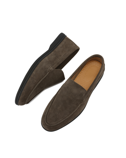 Luxurious Suede Loafers with Sleek Black Soles
