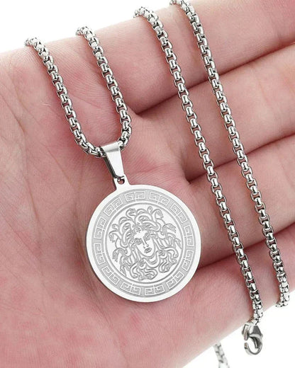 Medusa Long Chain Necklace in Gold & Silver