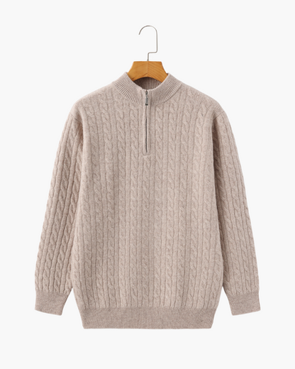 Luxurious 100% Cashmere Woven Half-Zip Sweater