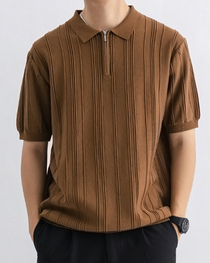 Signature Zip-Up Polo Shirt — Sleek, Versatile Everyday Style