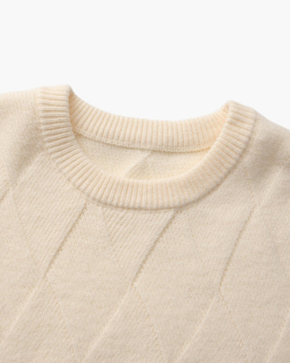 Cozy Diamond-Knit Crewneck Sweater