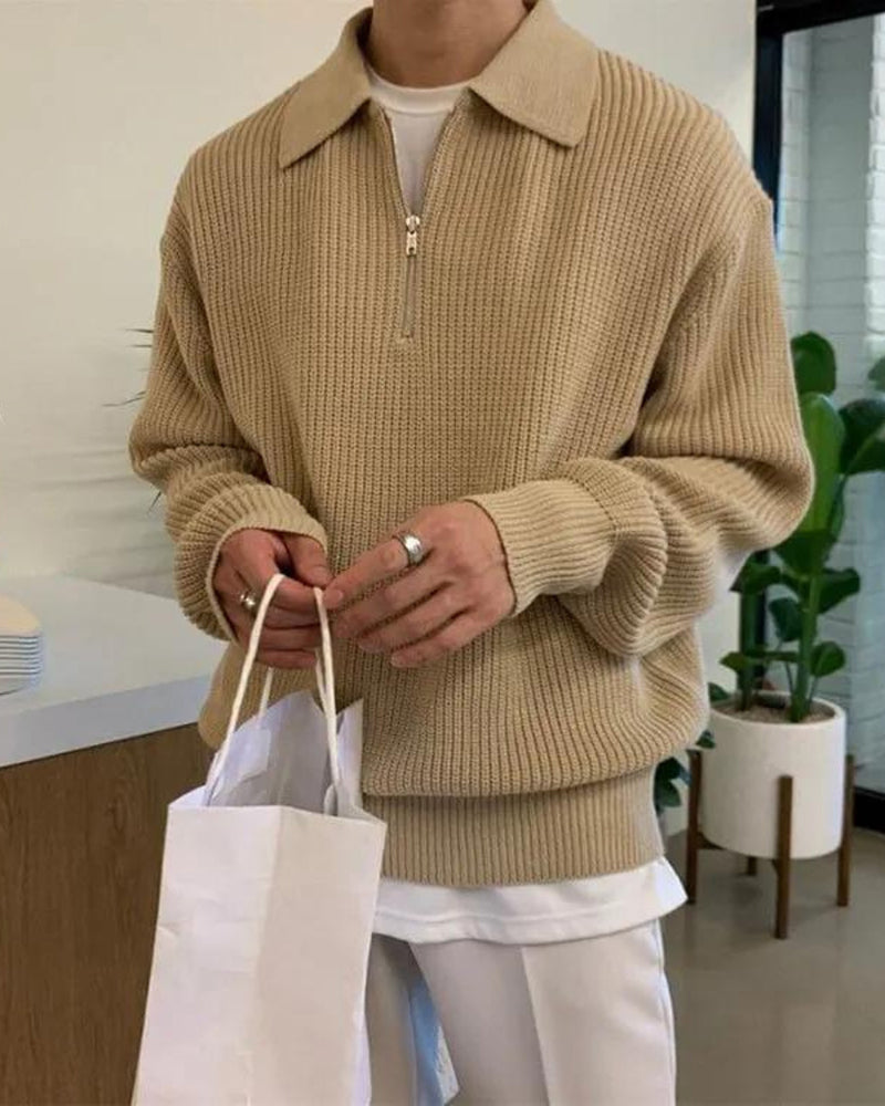 Cesare Cozy Half-Zip Knit Sweater
