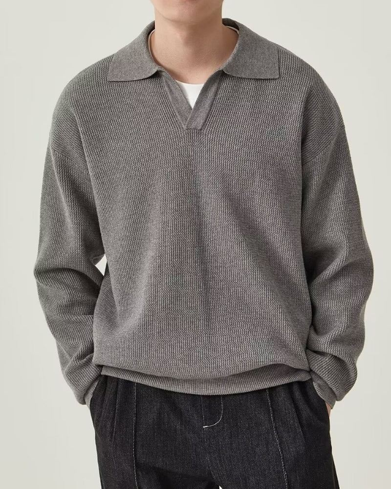Textured Knit Polo Sweater - Elevated Everyday Style
