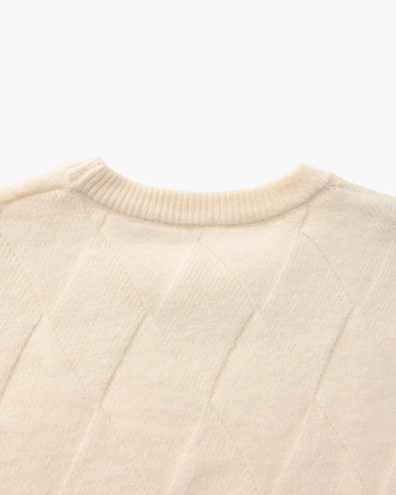 Cozy Diamond-Knit Crewneck Sweater