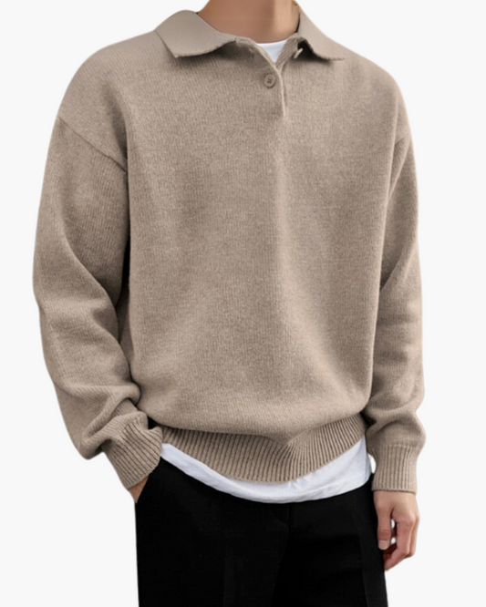 Cozy Woolen Button-Front Half-Zip Pullover