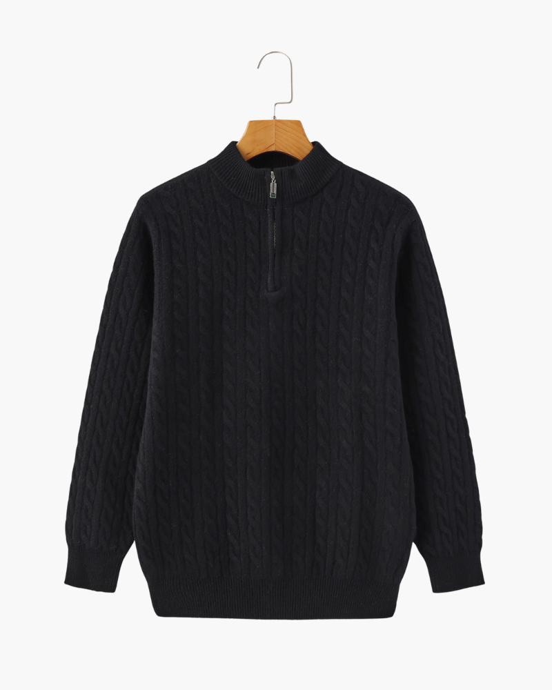 Luxurious 100% Cashmere Woven Half-Zip Sweater
