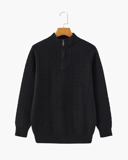 Luxurious 100% Cashmere Woven Half-Zip Sweater