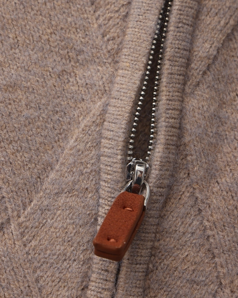 Heritage Diamond Knit Zip Cardigan – Luxurious Diamond-Knit, Cozy Zip-Up Style