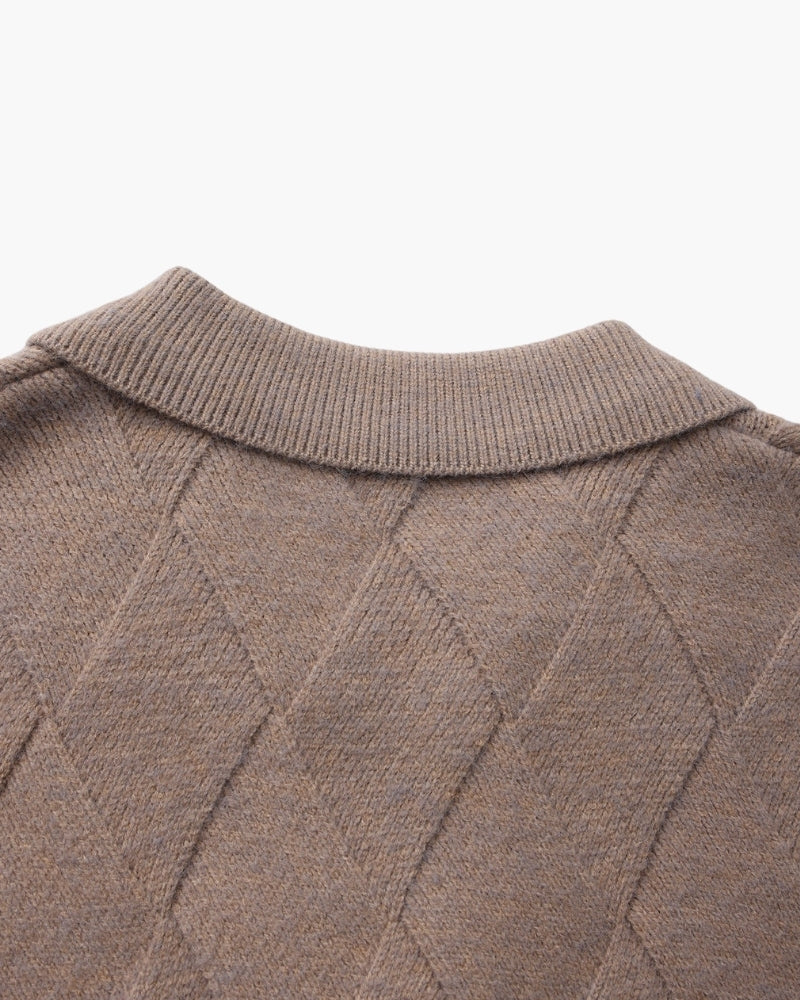 Heritage Diamond Knit Zip Cardigan – Luxurious Diamond-Knit, Cozy Zip-Up Style