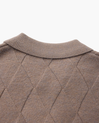Heritage Diamond Knit Zip Cardigan – Luxurious Diamond-Knit, Cozy Zip-Up Style