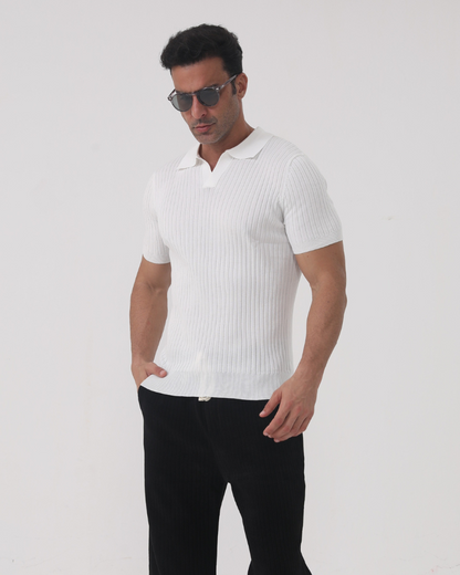 Florence Ribbed Cotton Polo Shirt