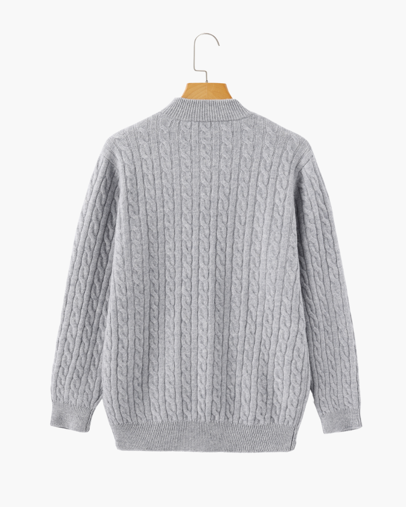Luxurious 100% Cashmere Woven Half-Zip Sweater